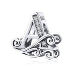 Strieborné písmeno A kúzlo so zirkónovým kryštálom