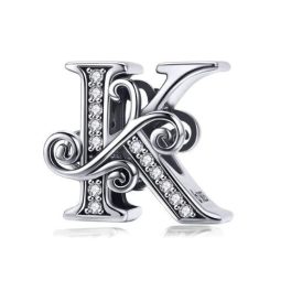   Strieborný prívesok s písmenom K so zirkónovým kryštálom