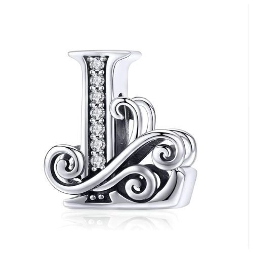 Strieborný prívesok s písmenom L so zirkónovým kryštálom