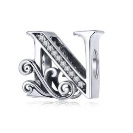   Strieborný prívesok s písmenom N so zirkónovým kryštálom