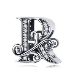   Strieborný prívesok s písmenom R so zirkónovým kryštálom