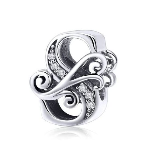 Strieborný prívesok s písmenom S so zirkónovým kryštálom