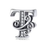 Strieborný prívesok s písmenom T so zirkónovým kryštálom
