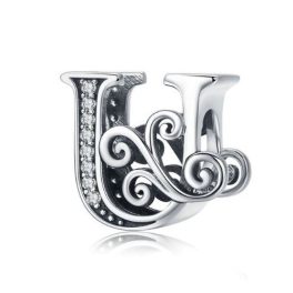   Strieborný prívesok s písmenom U so zirkónovým kryštálom