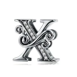 Strieborný prívesok písmeno X so zirkónovým kryštálom