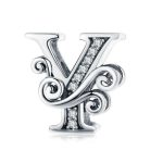Strieborný prívesok s písmenom Y so zirkónovým kryštálom