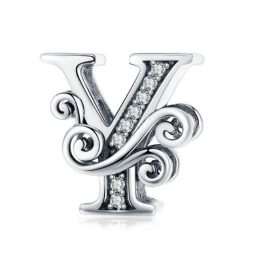   Strieborný prívesok s písmenom Y so zirkónovým kryštálom
