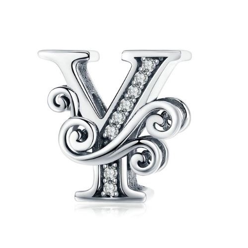 Strieborný prívesok s písmenom Y so zirkónovým kryštálom