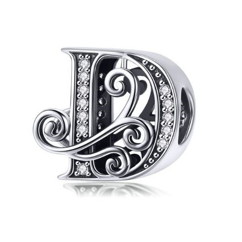 Strieborný prívesok s písmenom D so zirkónovým kryštálom