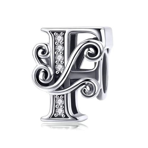 Strieborný prívesok s písmenom F so zirkónovým kryštálom