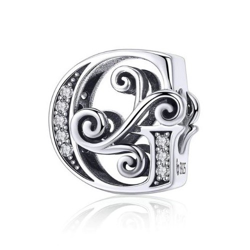 Strieborný prívesok s písmenom G so zirkónovým kryštálom