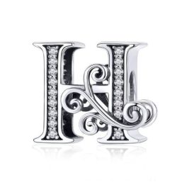   Strieborný prívesok s písmenom H so zirkónovým kryštálom