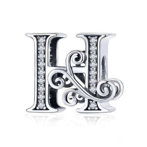 Strieborný prívesok s písmenom H so zirkónovým kryštálom