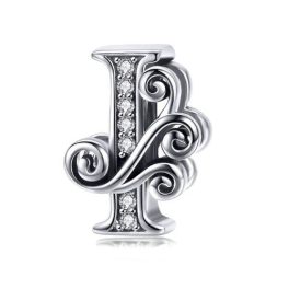 Strieborné písmeno I kúzlo so zirkónovým kryštálom