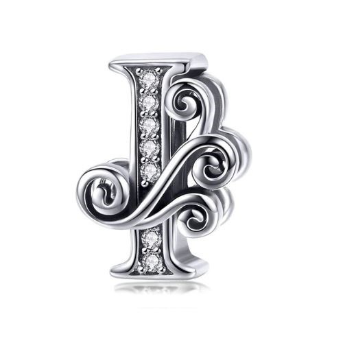 Strieborné písmeno I kúzlo so zirkónovým kryštálom
