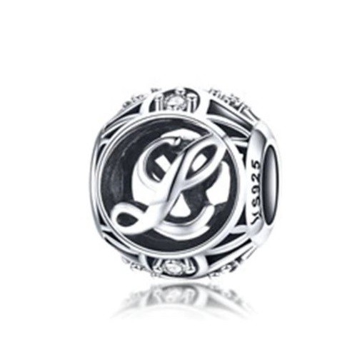 Strieborné písmeno L s pôvabnými kryštálmi