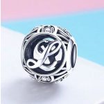 Strieborné písmeno L s pôvabnými kryštálmi