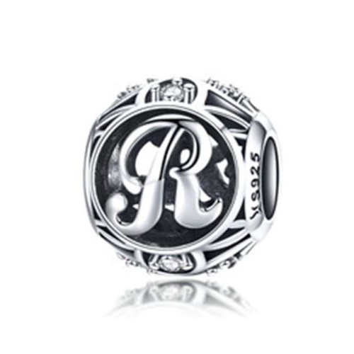 Strieborné písmeno R s pôvabnými kryštálmi