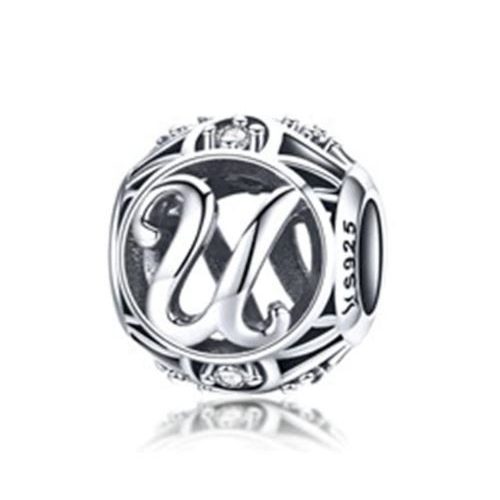 Strieborné písmeno U s pôvabnými kryštálmi