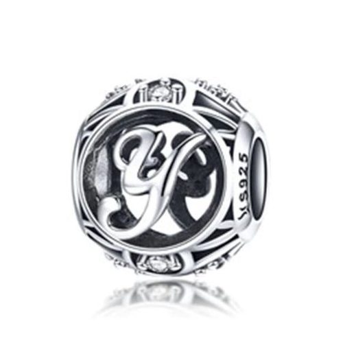 Strieborné písmeno Y s pôvabnými kryštálmi