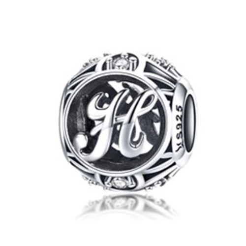 Strieborné písmeno H s pôvabnými kryštálmi