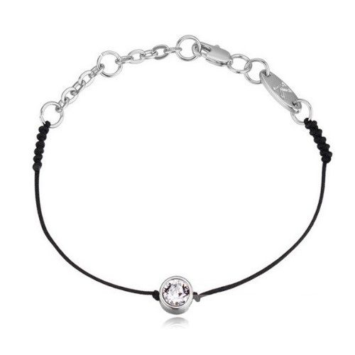 Šnúrkový náramok, čierne rhodium, zdobený kryštálmi Swarovski
