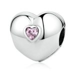 Strieborná perla srdiečka s ružovými kryštálmi