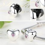 Strieborná perla srdiečka s ružovými kryštálmi