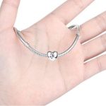 Strieborná perla srdiečka s ružovými kryštálmi