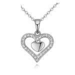 Náhrdelník s dvojitým srdcom, Rhodium