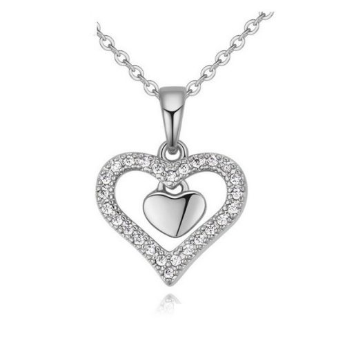 Náhrdelník s dvojitým srdcom, Rhodium