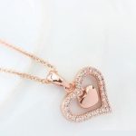 Náhrdelník s dvojitým srdcom, Rosegold, ružové zlato