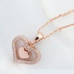 Náhrdelník s dvojitým srdcom, Rosegold, ružové zlato