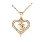 Náhrdelník s dvojitým srdcom, trblietavé zlato