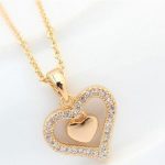 Náhrdelník s dvojitým srdcom, trblietavé zlato