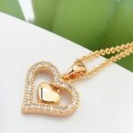 Náhrdelník s dvojitým srdcom, trblietavé zlato