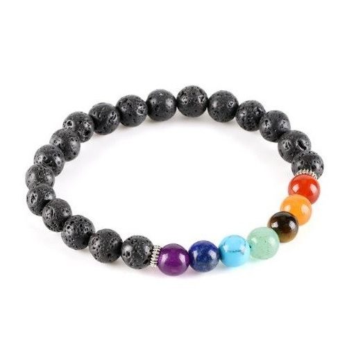 Náramok na vyrovnávanie čakier s lávovým kameňom a polodrahokamami