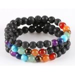 Náramok na vyrovnávanie čakier s lávovým kameňom a polodrahokamami