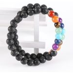 Náramok na vyrovnávanie čakier s lávovým kameňom a polodrahokamami