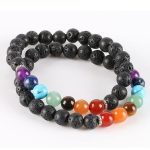 Náramok na vyrovnávanie čakier s lávovým kameňom a polodrahokamami
