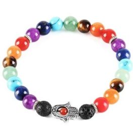Náramok Hand of Fatima s farbami 7 čakier