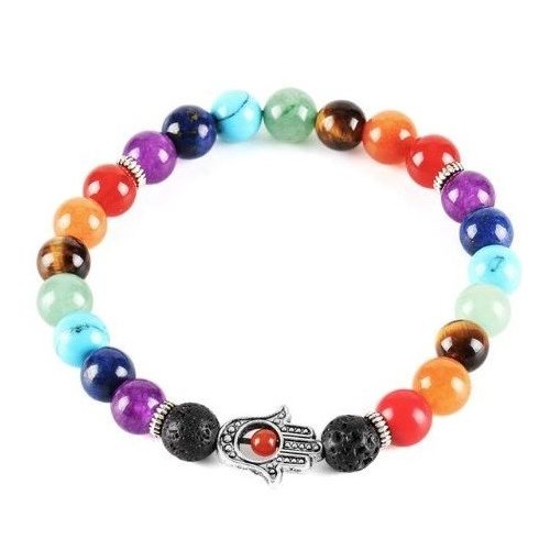 Náramok Hand of Fatima s farbami 7 čakier