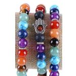 Náramok Hand of Fatima s farbami 7 čakier