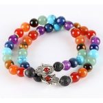 Náramok Hand of Fatima s farbami 7 čakier