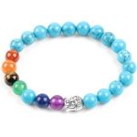 Meditačný náramok s hlavou Budhu a tyrkysovými korálkami