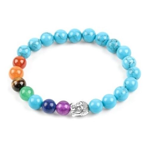 Meditačný náramok s hlavou Budhu a tyrkysovými korálkami