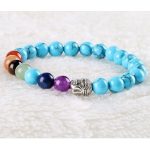 Meditačný náramok s hlavou Budhu a tyrkysovými korálkami