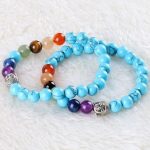 Meditačný náramok s hlavou Budhu a tyrkysovými korálkami