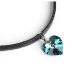 Kožený náhrdelník s príveskom v tvare srdca, Crystal BBL, zdobený kryštálmi Swarovski