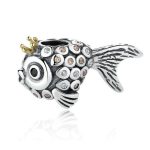 Strieborná rybia perla s krištáľovými kamienkami